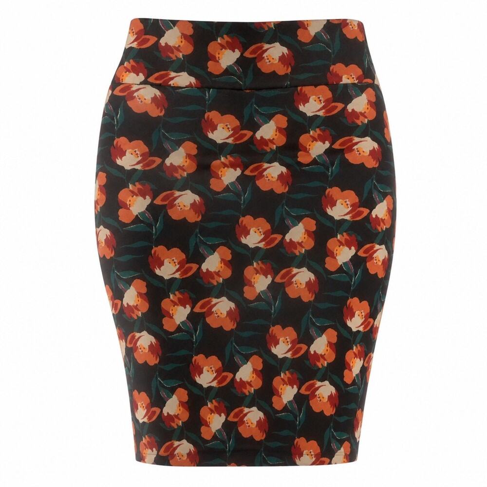 LuLaRoe CASSIE Womens Pencil Shirt Elastic waisband Floral Pull-On Size M